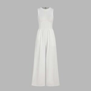 CIDER Jumpsuit for Women Sleeveless Wide Leg Overalls Casual Solid Crew Neck